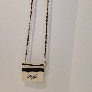 Lanvin En Bleu Chain strap Mini Canvas Bag-Black Bow-Zip Top-Crossbody-Purse